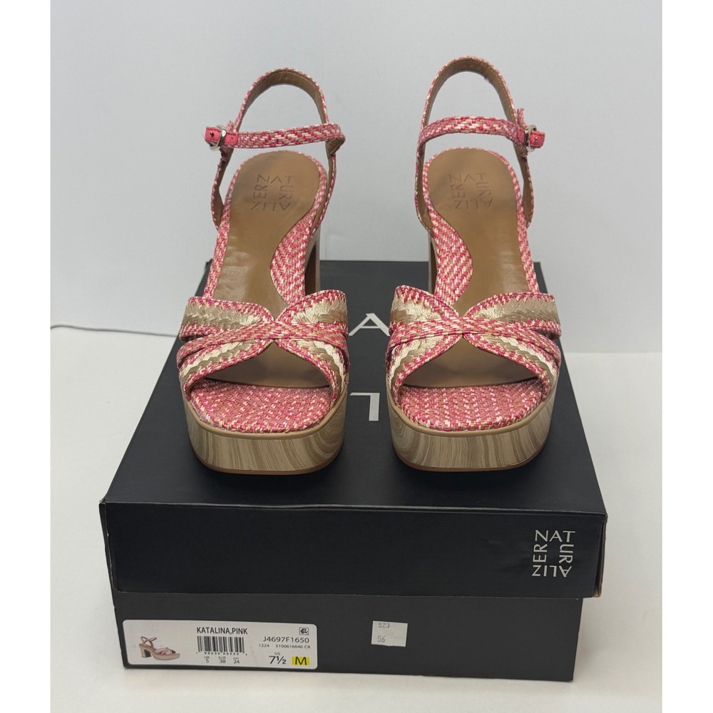 Naturalizer Katalina Block Heel Square Toe Platform Sandals Pink 7.5M NWT/BOX